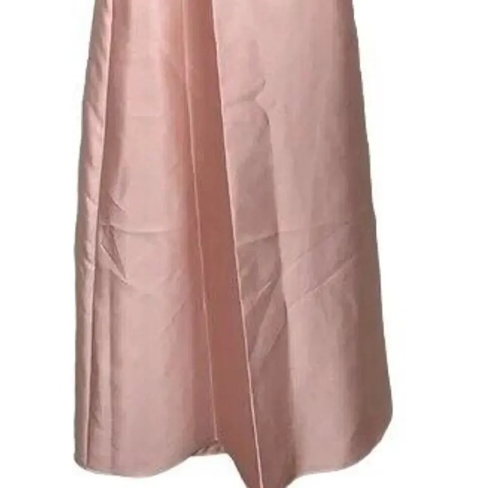 NWT Alfred Sung Strapless Notch Satin Gown Twill Maxi Dress Pockets 2 Blush Pink - Picture 4 of 15